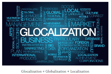 Globalization 타이포그래픽 이미지입니다. ‘세계화(Globalization)’와 ‘현지화(Localization)’