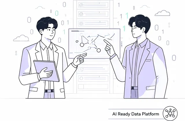 AI Ready 데이터 플랫폼 현장 직면 문제 일러스트