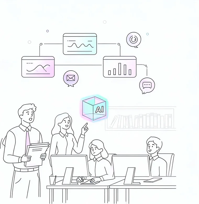 AX 컨설팅 현장 직면 문제 일러스트